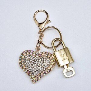 Authentic Louis Vuitton Lock & Key with unbranded Rhinestone  Bagcharm, Keycharm